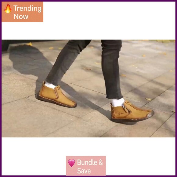 Leather Ankle Boots with Zipper Soft Sole Renaissance Style Women's Shoes - Picture 7 of 7